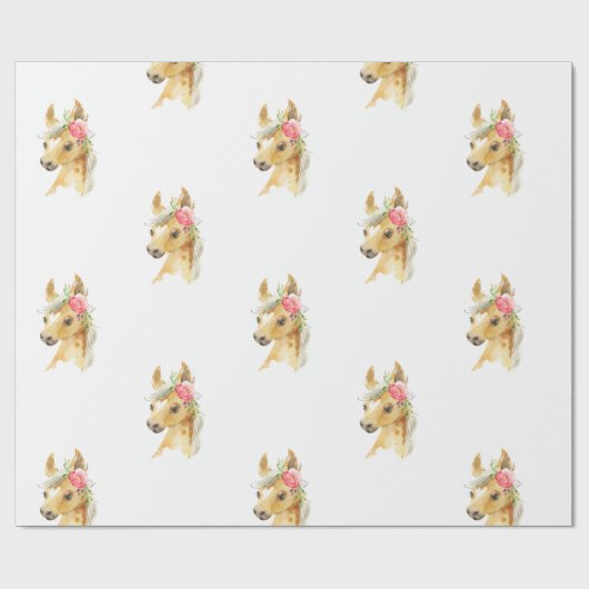 Roze Pony ompakken papier (Vlak)