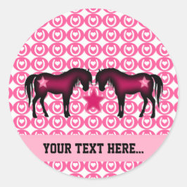 Roze Pony op maat Ronde Sticker