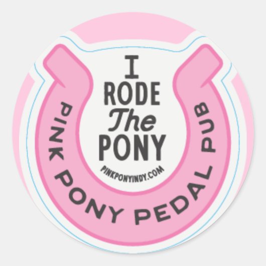 Roze pony pedaal pub ronde sticker (Voorkant)