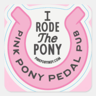 Roze Pony Pedal Pub Indy Vierkante Sticker