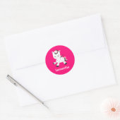 Roze Pony Ronde Sticker (Envelop)
