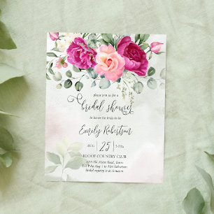 Roze pony rozen greenery vrijgezellenfeest nodigen