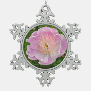 Roze pony tin sneeuwvlok ornament