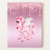 Roze Pony Unicorn Glitter Drives Planner (Achterkant)
