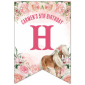 Roze pony verjaardag helemaal opgewonden op cowgir vlaggetjes (Tweede vlag)