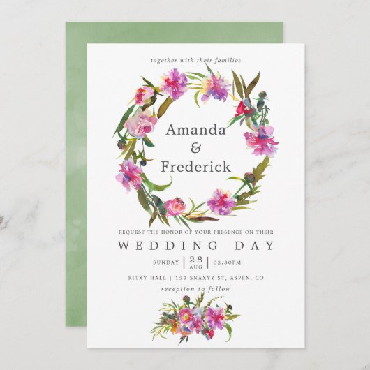  roze pony Waterverf bruiloft uitnodiging (Voorkant / Achterkant)