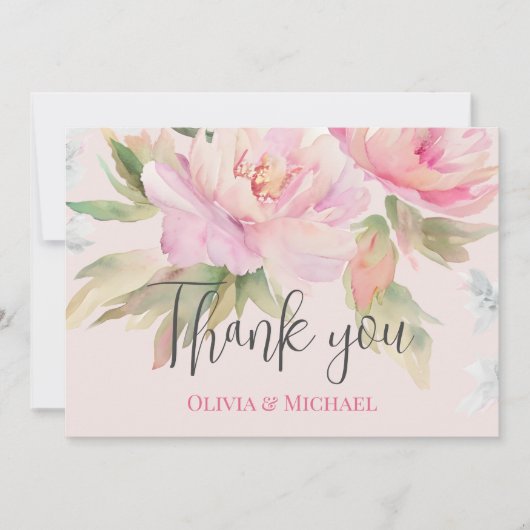 Roze pony Waterverf Weddenschap Hartelijk dank Bedankkaart (Voorkant)