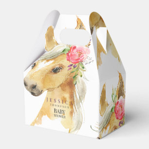 Roze Pony Wit Baby shower Bedankdoosjes