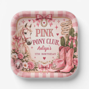 Roze Ponyclub Cowgirl Verjaardag Papieren Bord