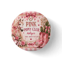 Roze Ponyclub Cowgirl Verjaardagsknop