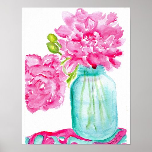 Roze pony's in Canning Jar Poster (Voorkant)