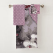 Roze poodle Bathroom Towel set Bad Handdoek (Insitu)