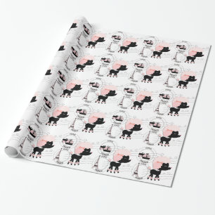 Roze Poodle Eiffeltoren Parijs Inpakpapier