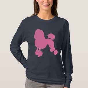 ROZE POODLE HOND Marine Blauw Vrouwen Lange Mouw T-shirt