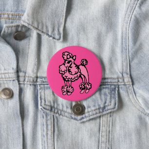 Roze Poodle Knop Ronde Button 7,6 Cm