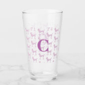 Roze poodle Lace Retro Girly Name Glas (Voorkant)