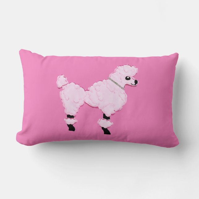Roze Poodle Lenden Kussen (Voorkant)