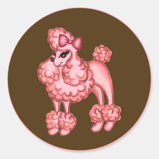 Roze Poodle Sticker (Voorkant)