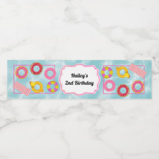 Roze pool Partij Water Flaconetiket Waterfles Etiket