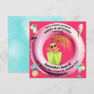 Roze Pool Party Cocktails Ananas Sweet 16 Foto Kaart