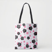 Roze pooldots en zwarte Rozen Draagtas (Voorkant)