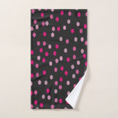 Roze pooldots op zwart bad handdoek (Handdoek)