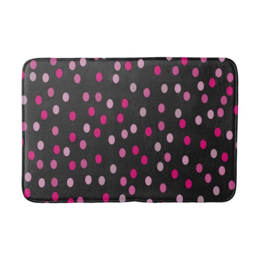 Roze pooldots op zwart badmat (Voorkant)