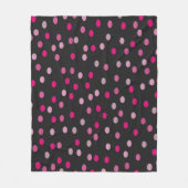 Roze pooldots op zwart fleece deken (Voorkant)