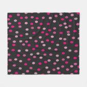 Roze pooldots op zwart fleece deken (Voorkant (Horizontaal))