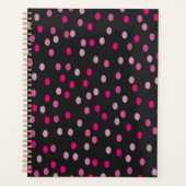 Roze pooldots op zwart planner (Voorkant)