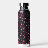 Roze pooldots op zwart waterfles (Links)