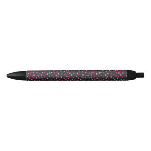 Roze pooldots op zwart zwarte inkt pen