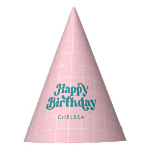 Roze poolpartij Birthday Feesthoedjes