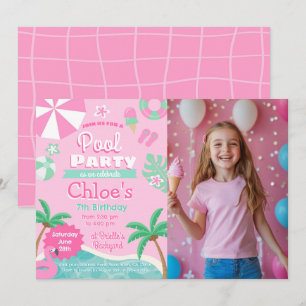 Roze poolpartij Birthday Kaart