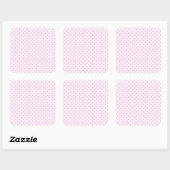 Roze poolpunten met  achtergrond vierkante sticker (Vel)