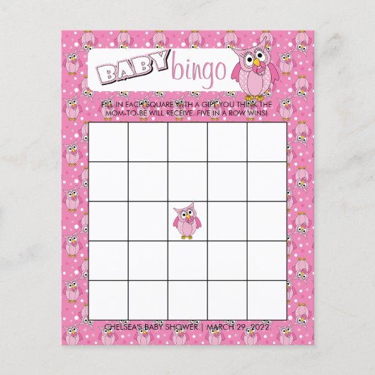Roze poolwieg Baby shower Theme Bingo Game Flyer (Voorkant)