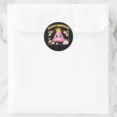 Roze Poop Emoji Happy Birthday Girls Ronde Sticker (Tas)
