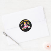 Roze Poop Emoji Happy Birthday Girls Ronde Sticker (Envelop)
