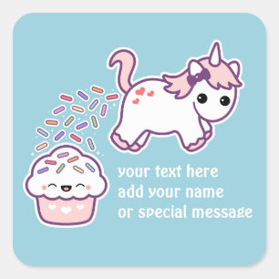 Roze Pooping Unicorn Vierkante Sticker