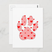 Roze poot afdrukken met hart briefkaart (Voorkant / Achterkant)