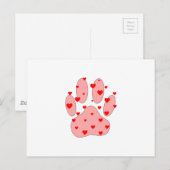 Roze poot afdrukken met hart briefkaart (Voorkant / Achterkant)