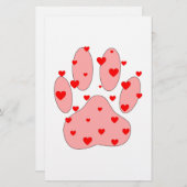 Roze poot afdrukken met hart briefpapier (Voorkant / Achterkant)