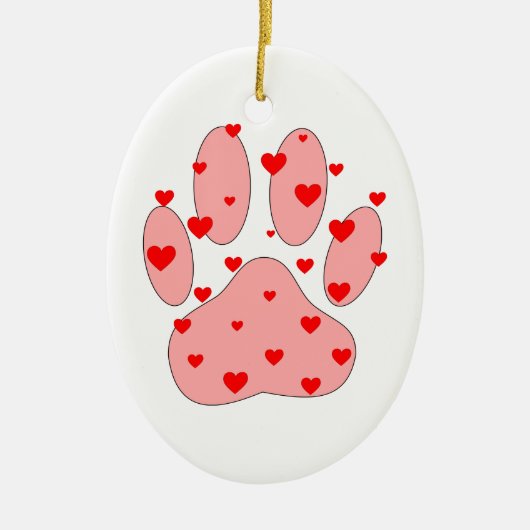 Roze poot afdrukken met hart keramisch ornament (Voorkant)