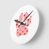 Roze poot afdrukken met hart ronde klok (Hoek)