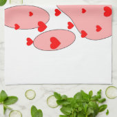 Roze poot afdrukken met hart theedoek (Gevouwen)