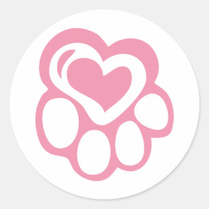 Roze poot afdrukken met liefde ronde sticker