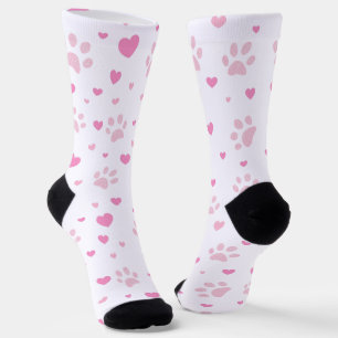 Roze Pootafdrukken & Hartjes Crew Sokken