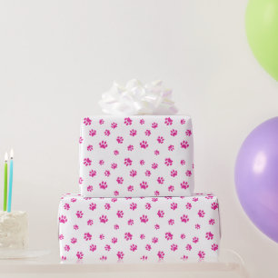 Roze Pootafdrukken Patroon Cadeaupapier