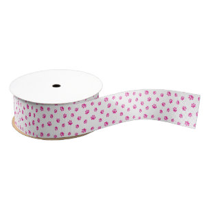Roze Pootafdrukken Patroon Grosgrain Lint