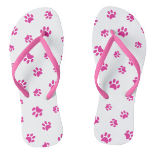 Roze Pootafdrukken Patroon Teenslippers